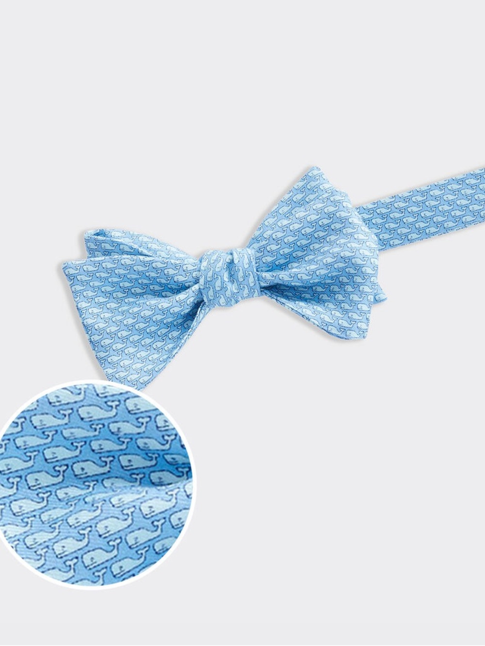 Mens Light Blue Whale Pattern Bow Tie